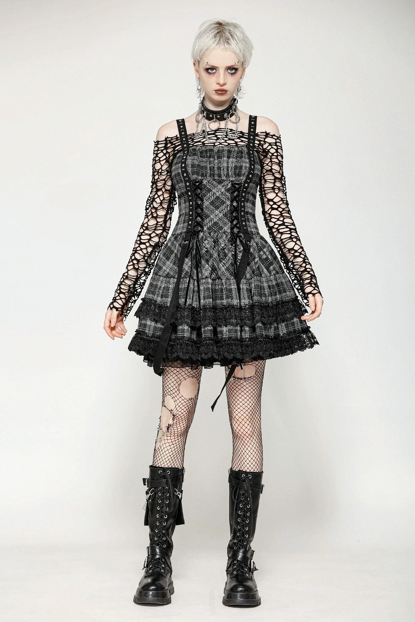 Punk Grey Studded Dress – Image 2