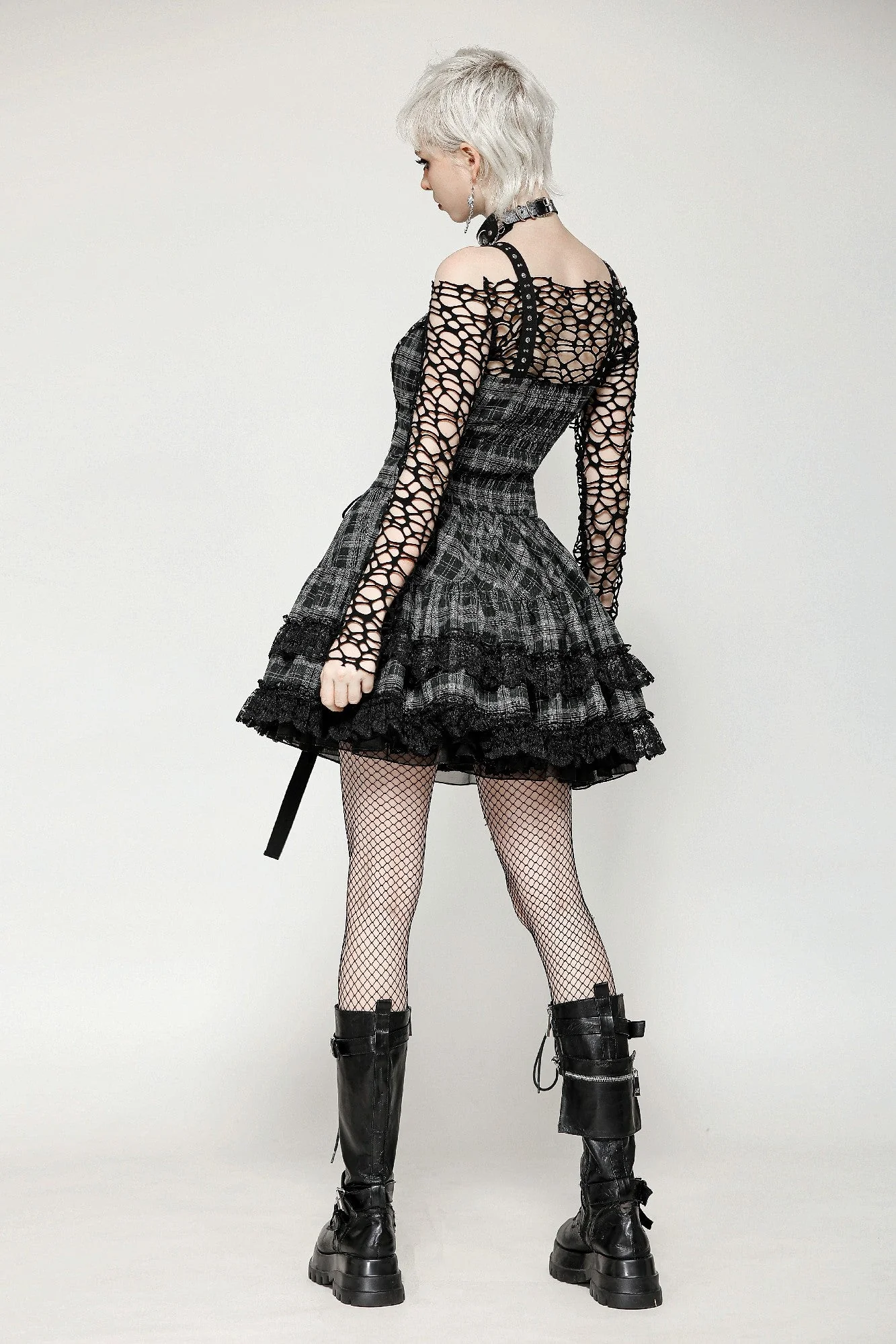 Punk Grey Studded Dress – Image 3